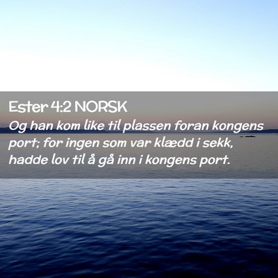 Picture 02 - Ester 4:2 NORSK - Og han kom like til plassen foran kongens port; - Bible Verse Picture