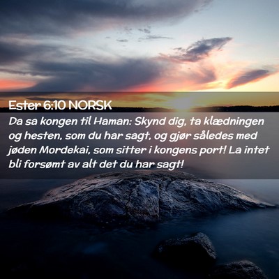 Picture 02 - Ester 6:10 NORSK - Da sa kongen til Haman: Skynd dig, ta klædningen - Bible Verse Picture
