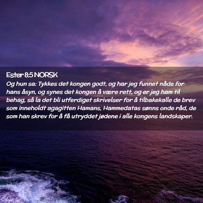 Picture 02 - Ester 8:5 NORSK - Og hun sa: Tykkes det kongen godt, og har jeg - Bible Verse Picture