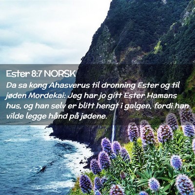 Picture 02 - Ester 8:7 NORSK - Da sa kong Ahasverus til dronning Ester og til - Bible Verse Picture