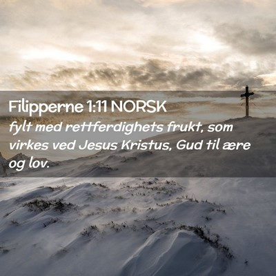 Picture 02 - Filipperne 1:11 NORSK - fylt med rettferdighets frukt, som virkes ved - Bible Verse Picture
