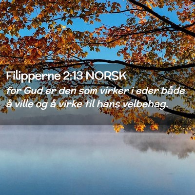 Picture 02 - Filipperne 2:13 NORSK - for Gud er den som virker i eder både å ville - Bible Verse Picture