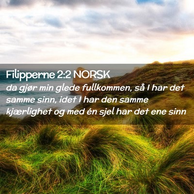 Picture 02 - Filipperne 2:2 NORSK - da gjør min glede fullkommen, så I har det - Bible Verse Picture