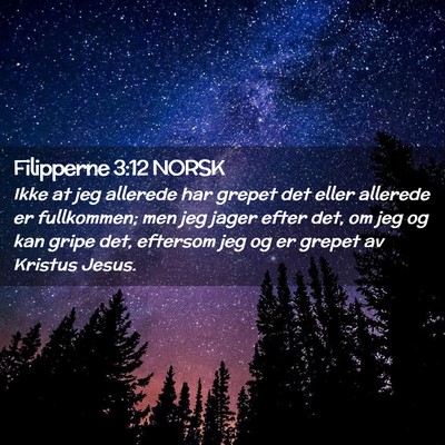 Picture 02 - Filipperne 3:12 NORSK - Ikke at jeg allerede har grepet det eller - Bible Verse Picture