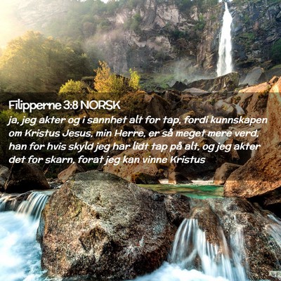 Picture 02 - Filipperne 3:8 NORSK - ja, jeg akter og i sannhet alt for tap, fordi - Bible Verse Picture