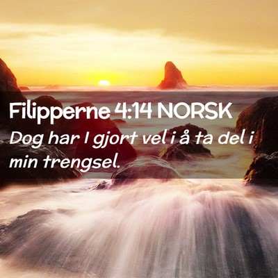 Picture 02 - Filipperne 4:14 NORSK - Dog har I gjort vel i å ta del i min - Bible Verse Picture