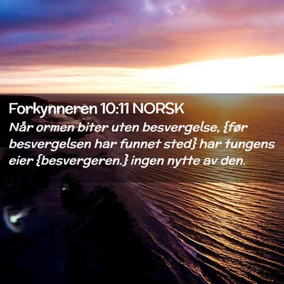 Picture 02 - Forkynneren 10:11 NORSK - Når ormen biter uten besvergelse, {før - Bible Verse Picture