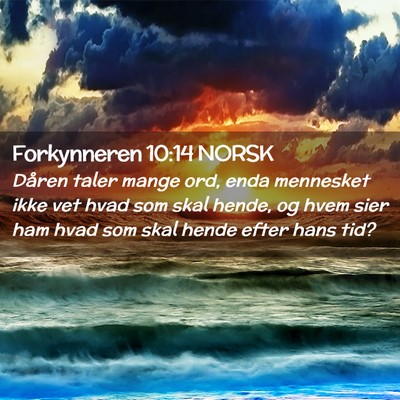 Picture 02 - Forkynneren 10:14 NORSK - Dåren taler mange ord, enda mennesket ikke vet - Bible Verse Picture