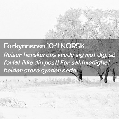 Picture 02 - Forkynneren 10:4 NORSK - Reiser herskerens vrede sig mot dig, så forlat - Bible Verse Picture