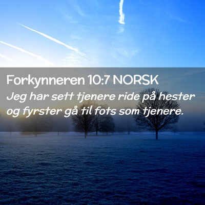 Picture 02 - Forkynneren 10:7 NORSK - Jeg har sett tjenere ride på hester og fyrster - Bible Verse Picture