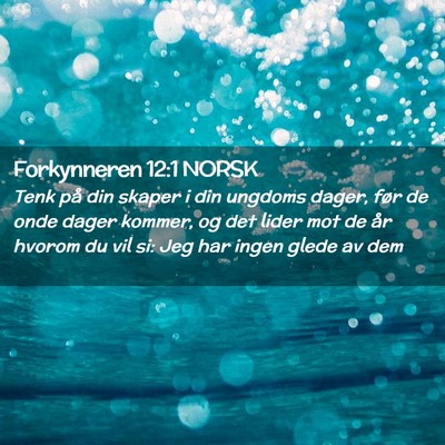 Picture 02 - Forkynneren 12:1 NORSK - Tenk på din skaper i din ungdoms dager, før de - Bible Verse Picture