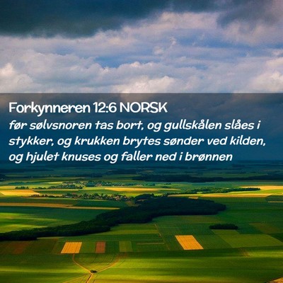 Picture 02 - Forkynneren 12:6 NORSK - før sølvsnoren tas bort, og gullskålen slåes - Bible Verse Picture