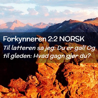 Picture 02 - Forkynneren 2:2 NORSK - Til latteren sa jeg: Du er gal! Og til gleden: - Bible Verse Picture