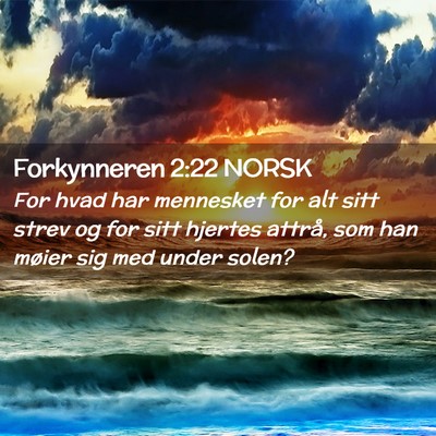 Picture 02 - Forkynneren 2:22 NORSK - For hvad har mennesket for alt sitt strev og for - Bible Verse Picture