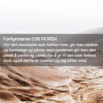 Picture 02 - Forkynneren 2:26 NORSK - For det menneske som tekkes ham, gir han visdom - Bible Verse Picture