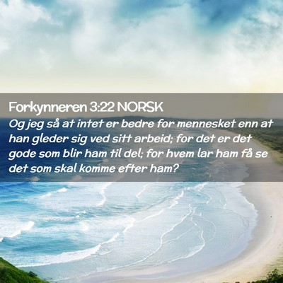 Picture 02 - Forkynneren 3:22 NORSK - Og jeg så at intet er bedre for mennesket enn at - Bible Verse Picture
