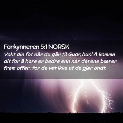 Picture 02 - Forkynneren 5:1 NORSK - Vokt din fot når du går til Guds hus! Å komme - Bible Verse Picture