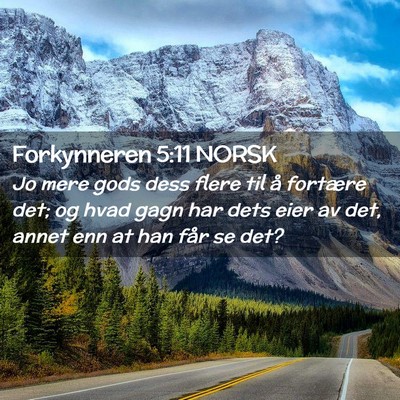 Picture 02 - Forkynneren 5:11 NORSK - Jo mere gods dess flere til å fortære det; og - Bible Verse Picture