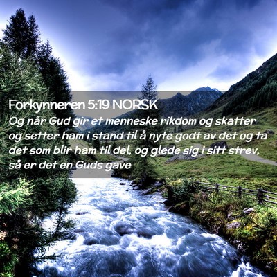 Picture 02 - Forkynneren 5:19 NORSK - Og når Gud gir et menneske rikdom og skatter og - Bible Verse Picture