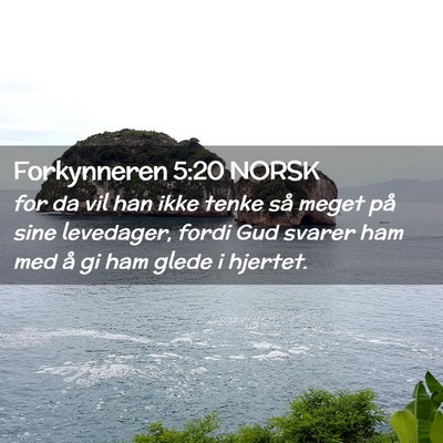 Picture 02 - Forkynneren 5:20 NORSK - for da vil han ikke tenke så meget på sine - Bible Verse Picture