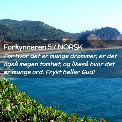 Picture 02 - Forkynneren 5:7 NORSK - For hvor det er mange drømmer, er det også - Bible Verse Picture