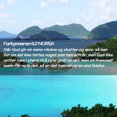 Picture 02 - Forkynneren 6:2 NORSK - Når Gud gir en mann rikdom og skatter og ære, - Bible Verse Picture
