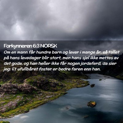 Picture 02 - Forkynneren 6:3 NORSK - Om en mann får hundre barn og lever i mange år, - Bible Verse Picture