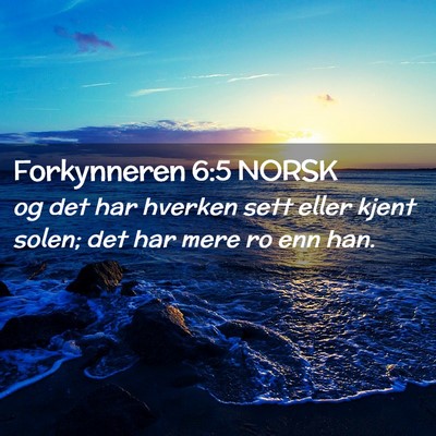 Picture 02 - Forkynneren 6:5 NORSK - og det har hverken sett eller kjent solen; det - Bible Verse Picture