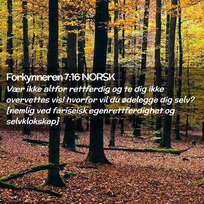 Picture 02 - Forkynneren 7:16 NORSK - Vær ikke altfor rettferdig og te dig ikke - Bible Verse Picture