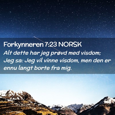Picture 02 - Forkynneren 7:23 NORSK - Alt dette har jeg prøvd med visdom; Jeg sa: Jeg - Bible Verse Picture