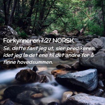 Picture 02 - Forkynneren 7:27 NORSK - Se, dette fant jeg ut, sier predikeren, idet jeg - Bible Verse Picture