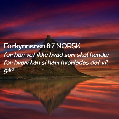 Picture 02 - Forkynneren 8:7 NORSK - for han vet ikke hvad som skal hende; for hvem - Bible Verse Picture