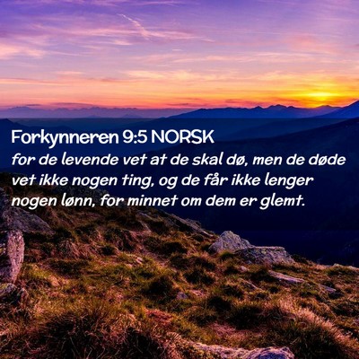 Picture 02 - Forkynneren 9:5 NORSK - for de levende vet at de skal dø, men de døde - Bible Verse Picture