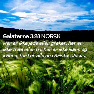 Picture 02 - Galaterne 3:28 NORSK - Her er ikke jøde eller greker, her er ikke træl - Bible Verse Picture