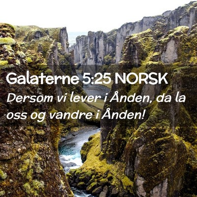 Picture 02 - Galaterne 5:25 NORSK - Dersom vi lever i Ånden, da la oss og vandre i - Bible Verse Picture