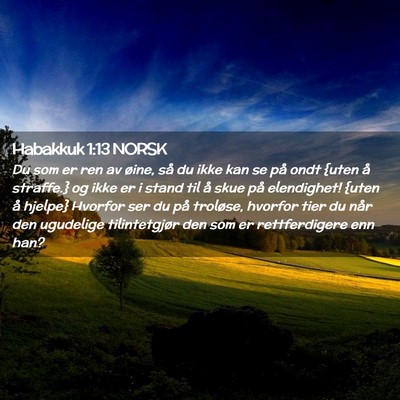 Picture 02 - Habakkuk 1:13 NORSK - Du som er ren av øine, så du ikke kan se på - Bible Verse Picture