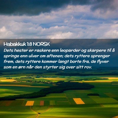 Picture 02 - Habakkuk 1:8 NORSK - Dets hester er raskere enn leoparder og skarpere - Bible Verse Picture
