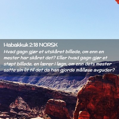 Picture 02 - Habakkuk 2:18 NORSK - Hvad gagn gjør et utskåret billede, om enn en - Bible Verse Picture