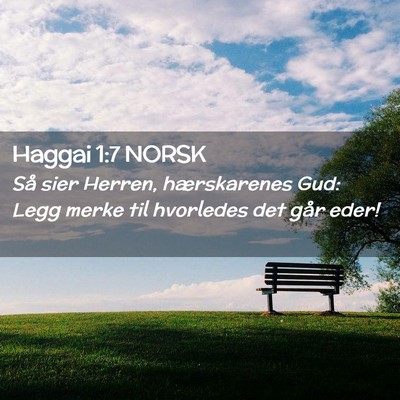 Picture 02 - Haggai 1:7 NORSK - Så sier Herren, hærskarenes Gud: Legg merke til - Bible Verse Picture