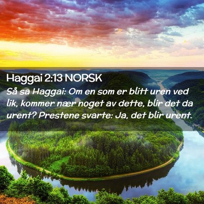 Picture 02 - Haggai 2:13 NORSK - Så sa Haggai: Om en som er blitt uren ved lik, - Bible Verse Picture