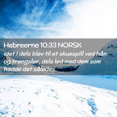 Picture 02 - Hebreerne 10:33 NORSK - idet I dels blev til et skuespill ved hån og - Bible Verse Picture