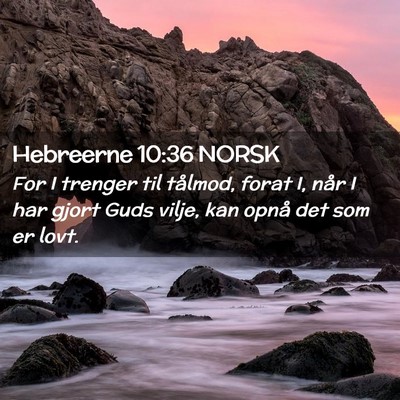 Picture 02 - Hebreerne 10:36 NORSK - For I trenger til tålmod, forat I, når I har - Bible Verse Picture