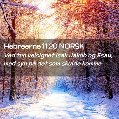 Picture 02 - Hebreerne 11:20 NORSK - Ved tro velsignet Isak Jakob og Esau, med syn på - Bible Verse Picture