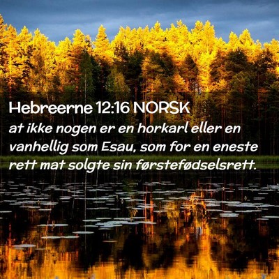 Picture 02 - Hebreerne 12:16 NORSK - at ikke nogen er en horkarl eller en vanhellig - Bible Verse Picture