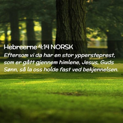 Picture 02 - Hebreerne 4:14 NORSK - Eftersom vi da har en stor yppersteprest, som er - Bible Verse Picture
