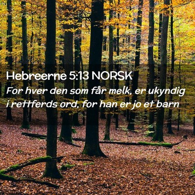 Picture 02 - Hebreerne 5:13 NORSK - For hver den som får melk, er ukyndig i - Bible Verse Picture