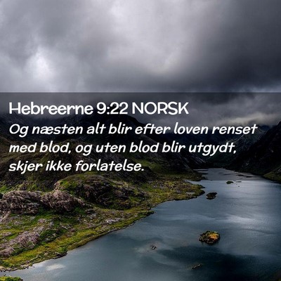 Picture 02 - Hebreerne 9:22 NORSK - Og næsten alt blir efter loven renset med blod, - Bible Verse Picture