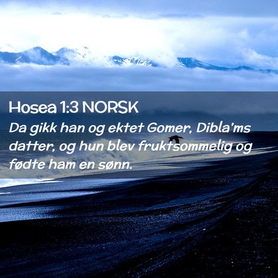 Picture 02 - Hosea 1:3 NORSK - Da gikk han og ektet Gomer, Dibla'ms datter, og - Bible Verse Picture