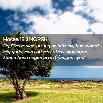 Picture 02 - Hosea 12:8 NORSK - Og Efra'm sier: Ja, jeg er blitt rik, har vunnet - Bible Verse Picture