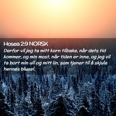 Picture 02 - Hosea 2:9 NORSK - Derfor vil jeg ta mitt korn tilbake, når dets - Bible Verse Picture